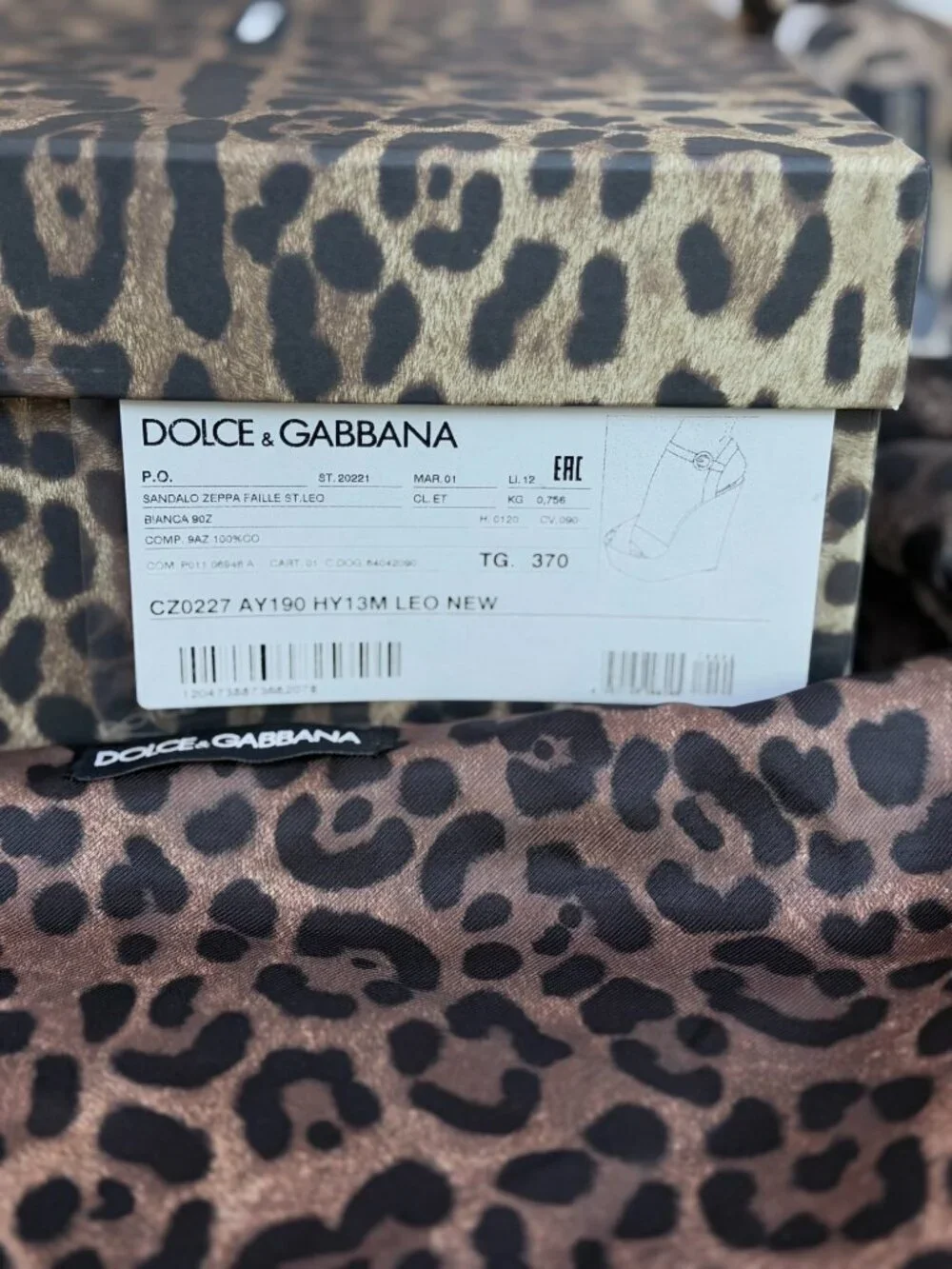 Dolce & Gabbana Leopard Print Canvas Leather Wedge Sandals